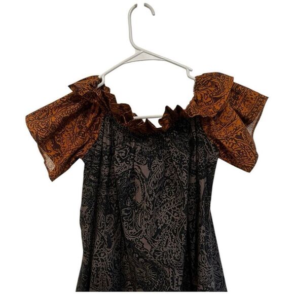 Free People Sophie Printed Off Shoulder Mini Dress Size XS Nvy Blue Boho Beachy - Picture 5 of 14